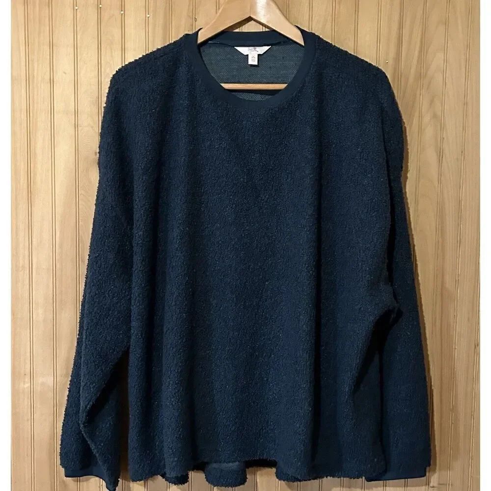 Secret Treasures Teal Blue Fuzzy Soft Long Sleeve Lounge Pajama Top XL 16/18